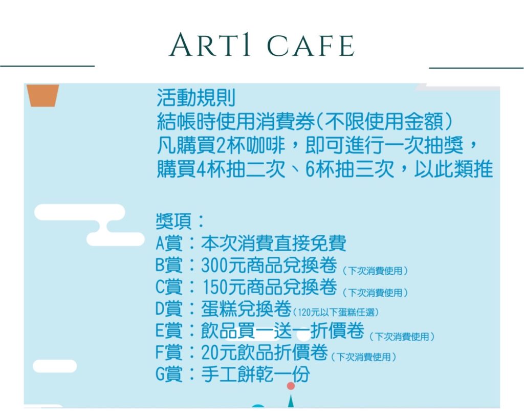 Art1 cafe 五倍券活動